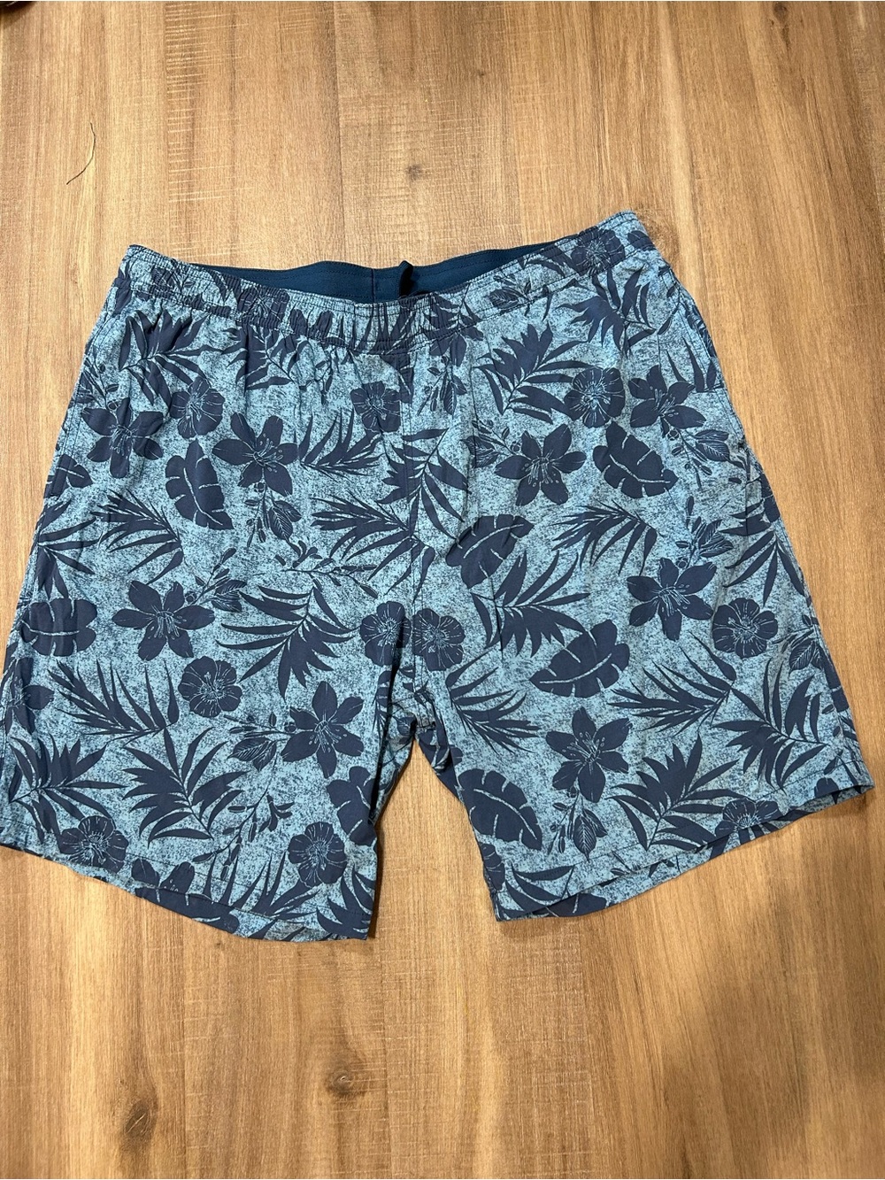 Kirkland Signature Light Blue and Navy Floral Swim Shorts